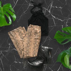 Real Leather Vintage Flared Snakeskin Pants